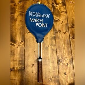 Vintage WILSON Match Point Steel Leather Tennis Racquet Cover Medium 4 1/2 Grip